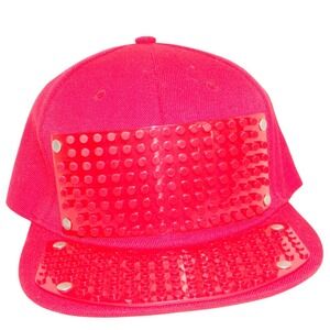 Red Snapback Baseball Cap with Toy Bricks Platform to‎ Build on and Customize